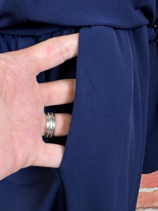 1. State Navy Midi Dress with Tie Waist Size Small Elegant Party Cocktail NEW - Picture 8 of 16